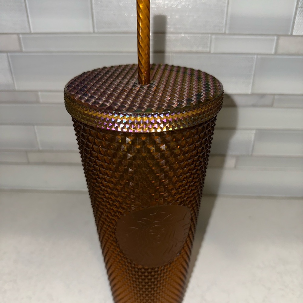 Starbucks 50th Anniversary Studded 24oz Cup Tumbler Bronze Gold Copper
